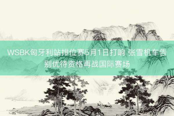 WSBK匈牙利站排位赛5月1日打响 张雪机车告别优待资格再战国际赛场