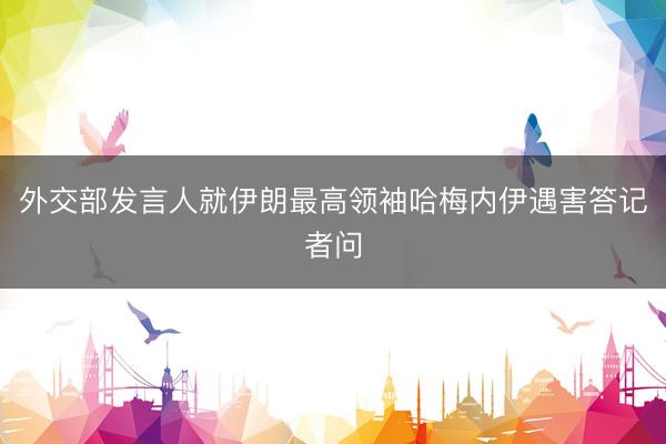 外交部发言人就伊朗最高领袖哈梅内伊遇害答记者问