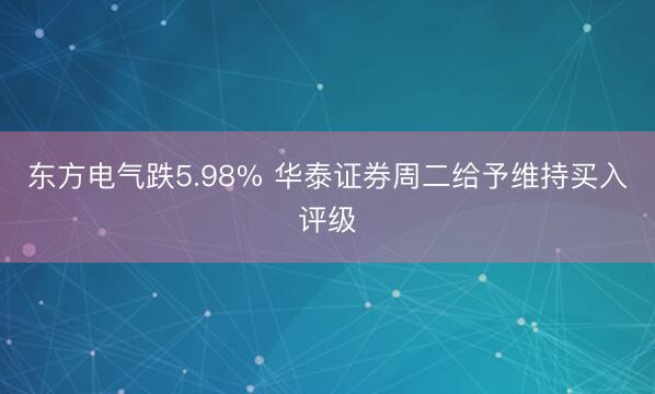 东方电气跌5.98% 华泰证券周二给予维持买入评级