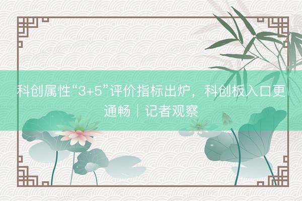 科创属性“3+5”评价指标出炉，科创板入口更通畅│记者观察