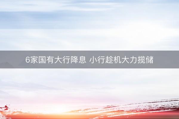 6家国有大行降息 小行趁机大力揽储
