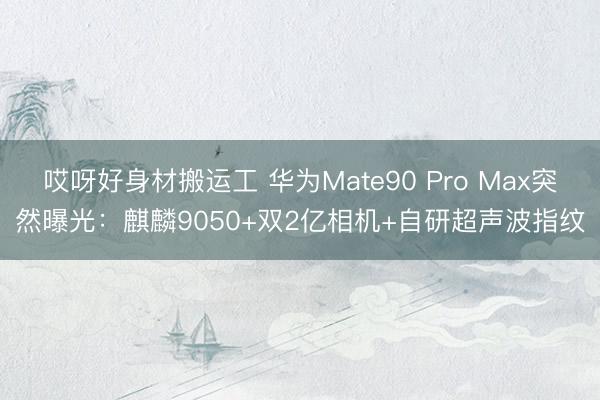 哎呀好身材搬运工 华为Mate90 Pro Max突然曝光:麒麟9050+双2亿相机+自研超声波指纹