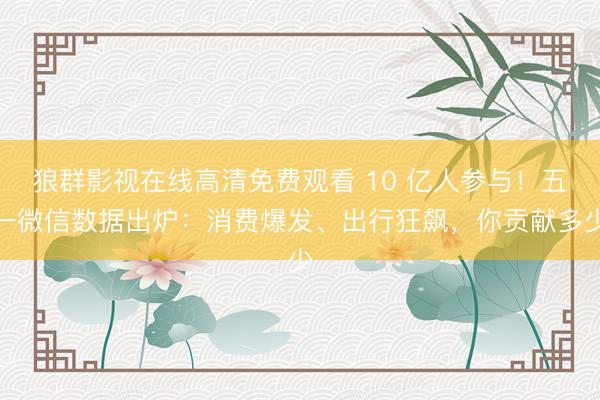 狼群影视在线高清免费观看 10 亿人参与!五一微信数据出炉:消费爆发、出行狂飙,你贡献多少