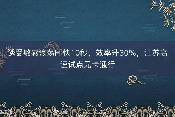 诱受敏感浪荡H 快10秒,效率升30%,江苏高速试点无卡通行