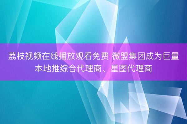 荔枝视频在线播放观看免费 微盟集团成为巨量本地推综合代理商、星图代理商