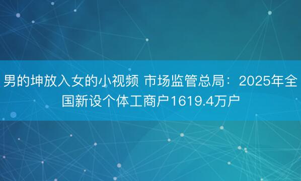男的坤放入女的小视频 市场监管总局：2025年全国新设个体工商户1619.4万户