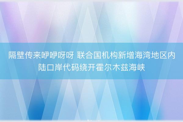 隔壁传来咿咿呀呀 联合国机构新增海湾地区内陆口岸代码绕开霍尔木兹海峡
