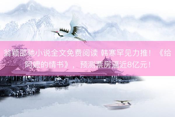 翁颖邵驰小说全文免费阅读 韩寒罕见力推！《给阿嬷的情书》，预测票房逼近8亿元！