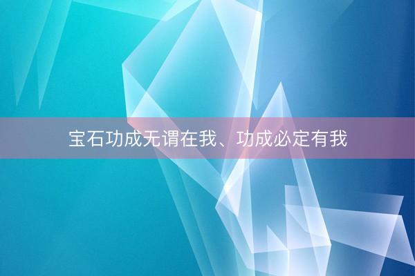宝石功成无谓在我、功成必定有我