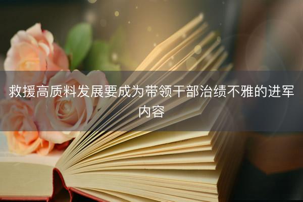 救援高质料发展要成为带领干部治绩不雅的进军内容