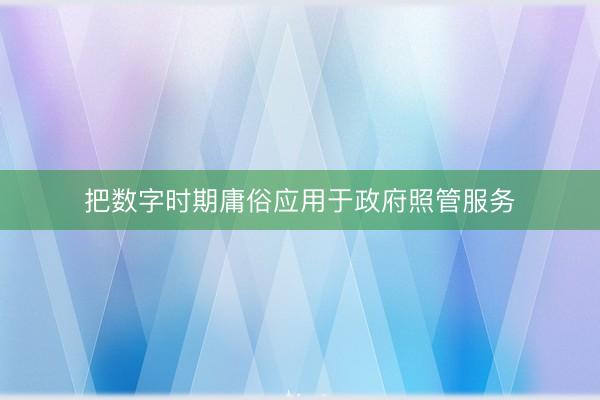 把数字时期庸俗应用于政府照管服务