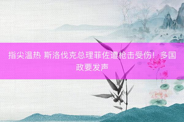 指尖温热 斯洛伐克总理菲佐遭枪击受伤！多国政要发声