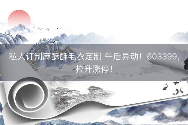 私人订制麻酥酥毛衣定制 午后异动!603399,拉升涨停!