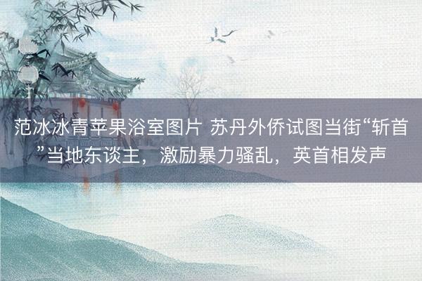 范冰冰青苹果浴室图片 苏丹外侨试图当街“斩首”当地东谈主，激励暴力骚乱，英首相发声